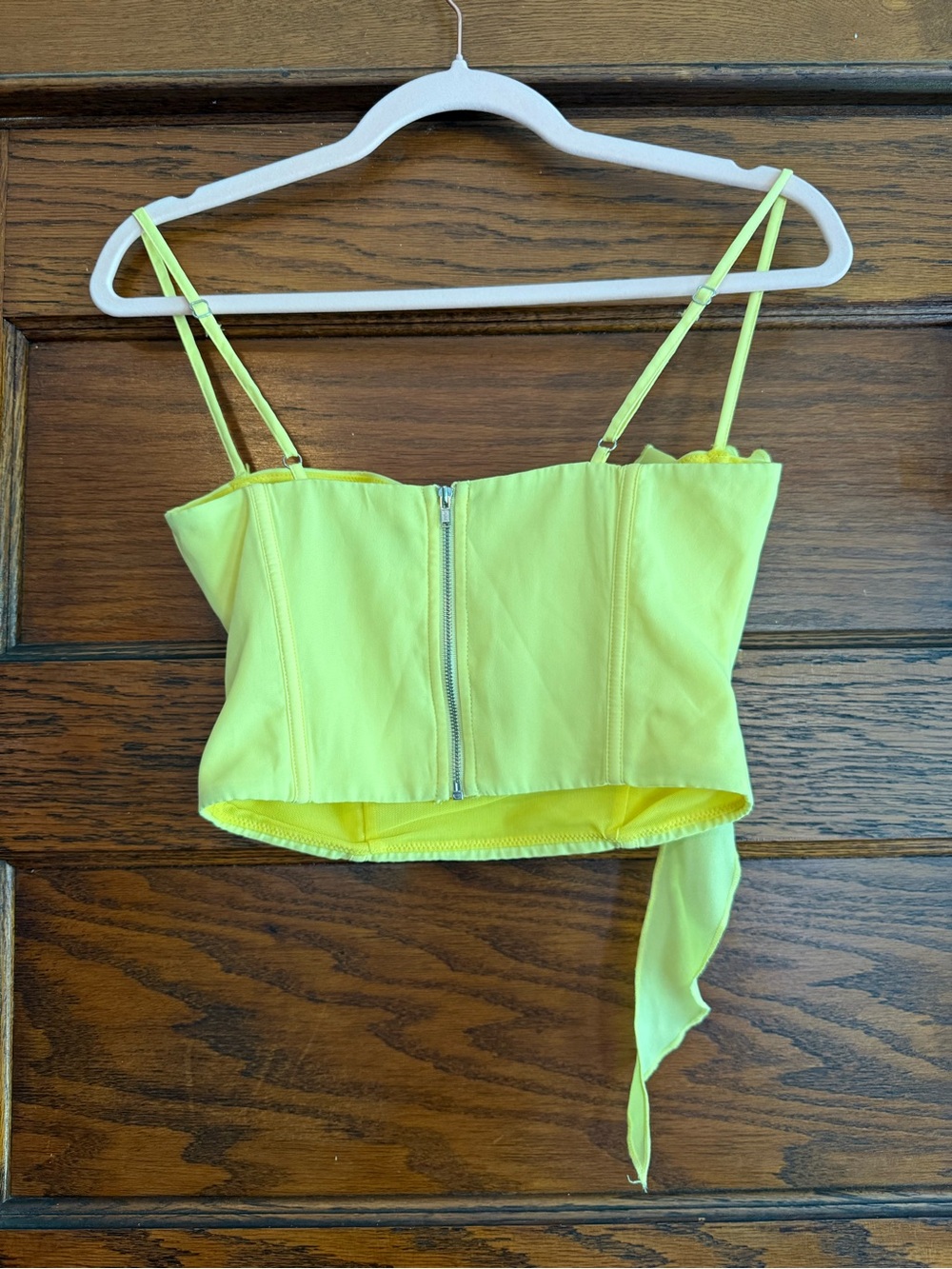 WHITE FOX Bustier Crop Top Rose Detail Lingerie Top Y2K Festival Lemon Yellow XS - Picture 5 of 9